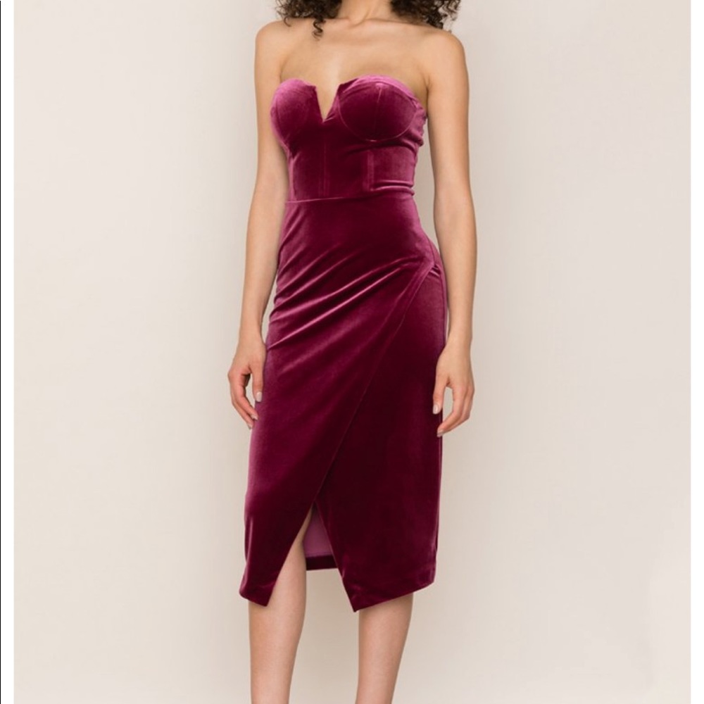 Yumi Kim Velour Allure strapless maroon dress